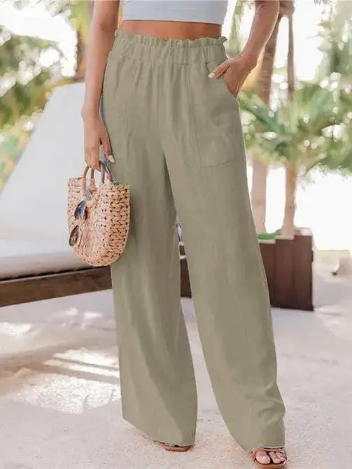Ladies High Waist Stright Wide Leg Pants SKP9029