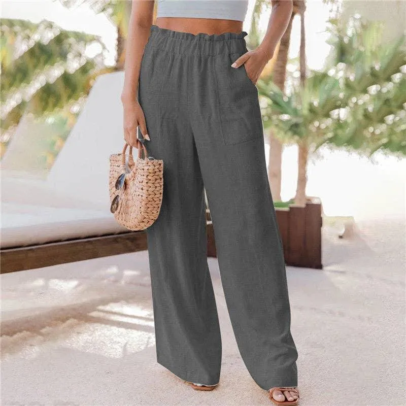 Ladies High Waist Stright Wide Leg Pants SKP9029