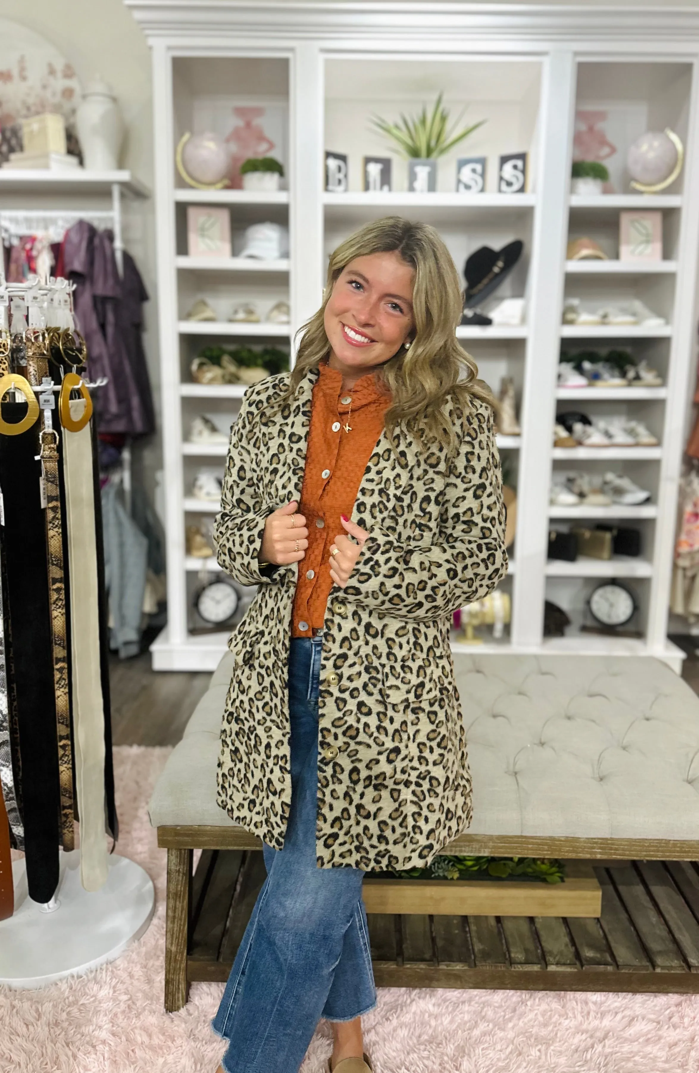 Leopard Print Double Button Blazer