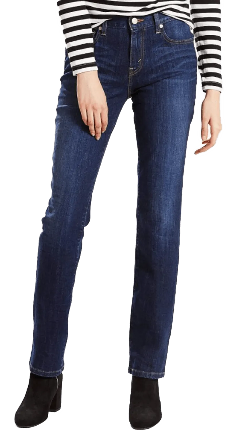 Levi Women's Straight Fit Straight Leg Sleek Blue Jeans