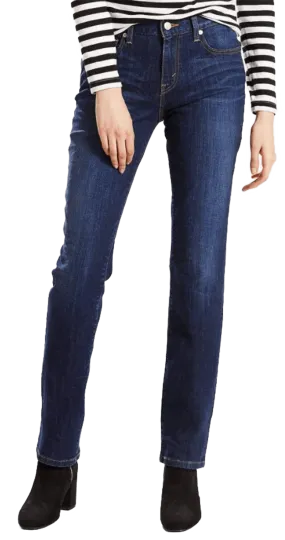 Levi Women's Straight Fit Straight Leg Sleek Blue Jeans