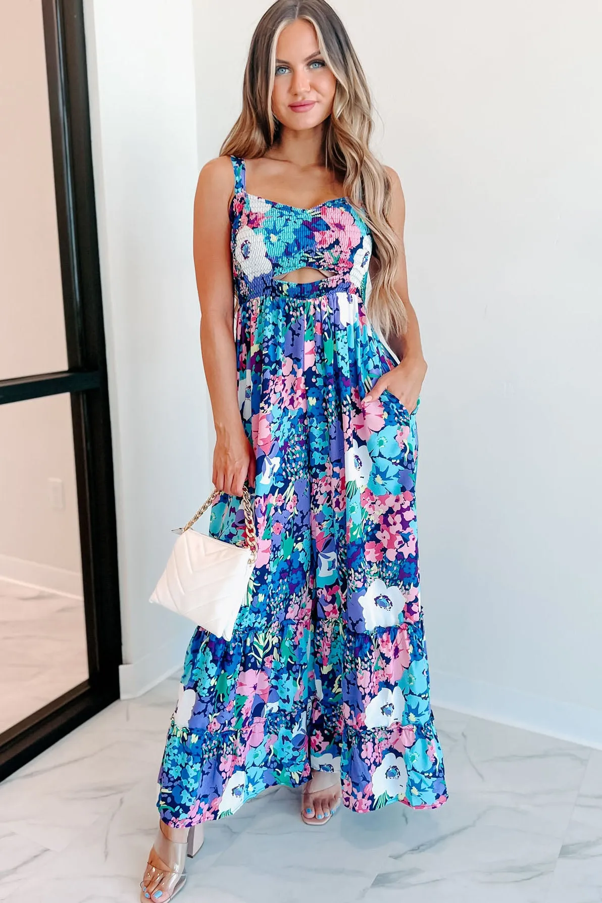 Light Up A Room Floral Wide Leg Jumpsuit (Navy Multi)