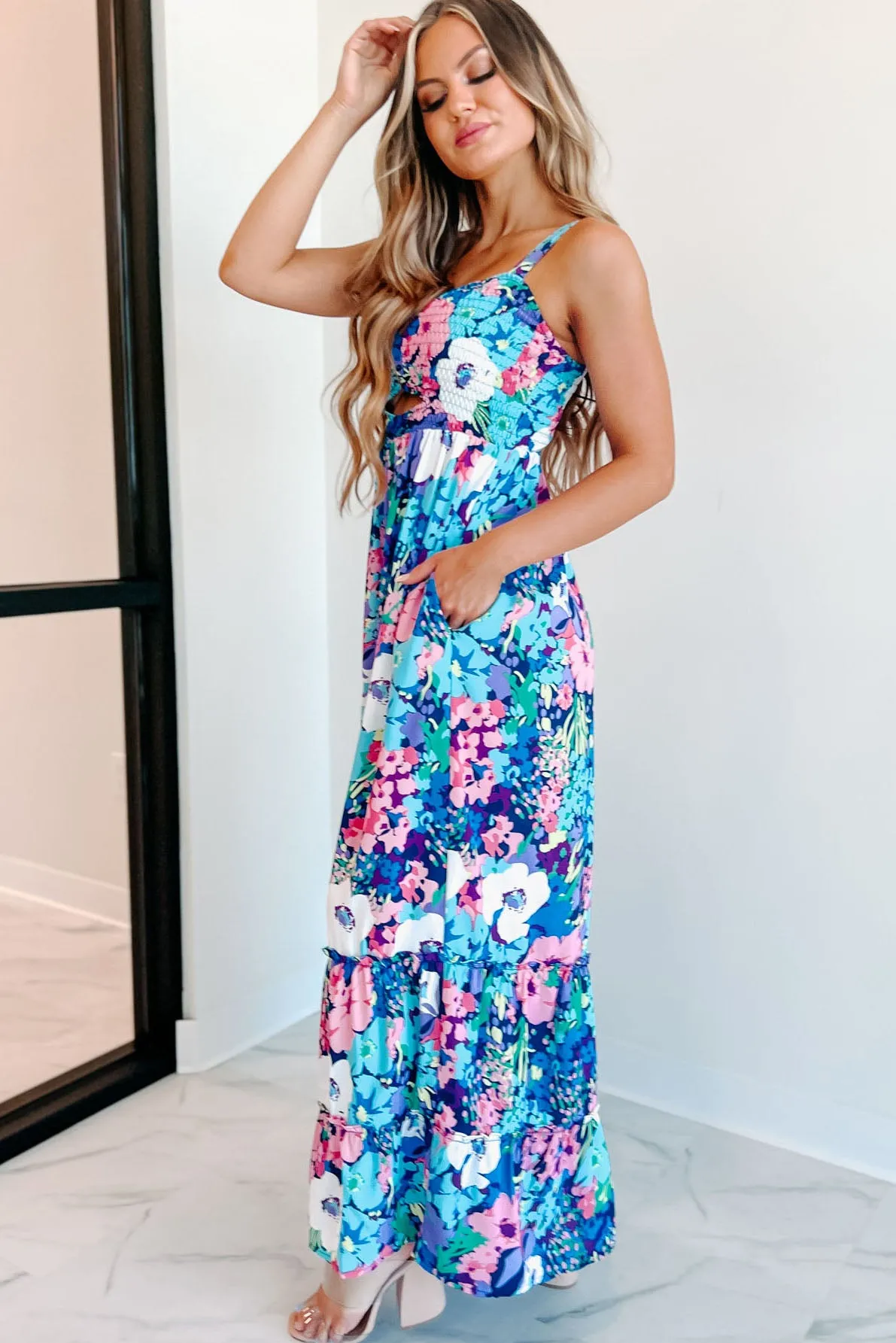 Light Up A Room Floral Wide Leg Jumpsuit (Navy Multi)