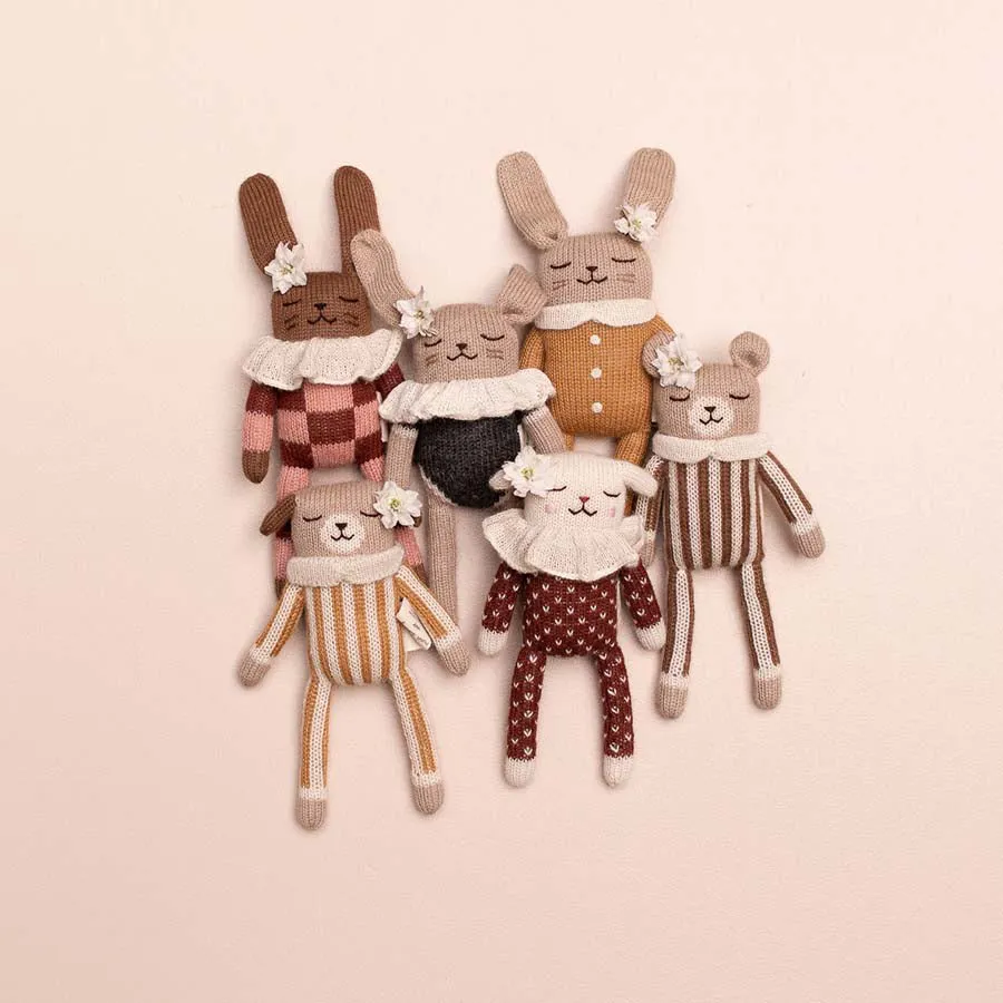 Main Sauvage Knit Toy - Puppy - Ochre Striped Jumpsuit