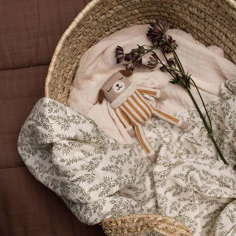 Main Sauvage Knit Toy - Puppy - Ochre Striped Jumpsuit