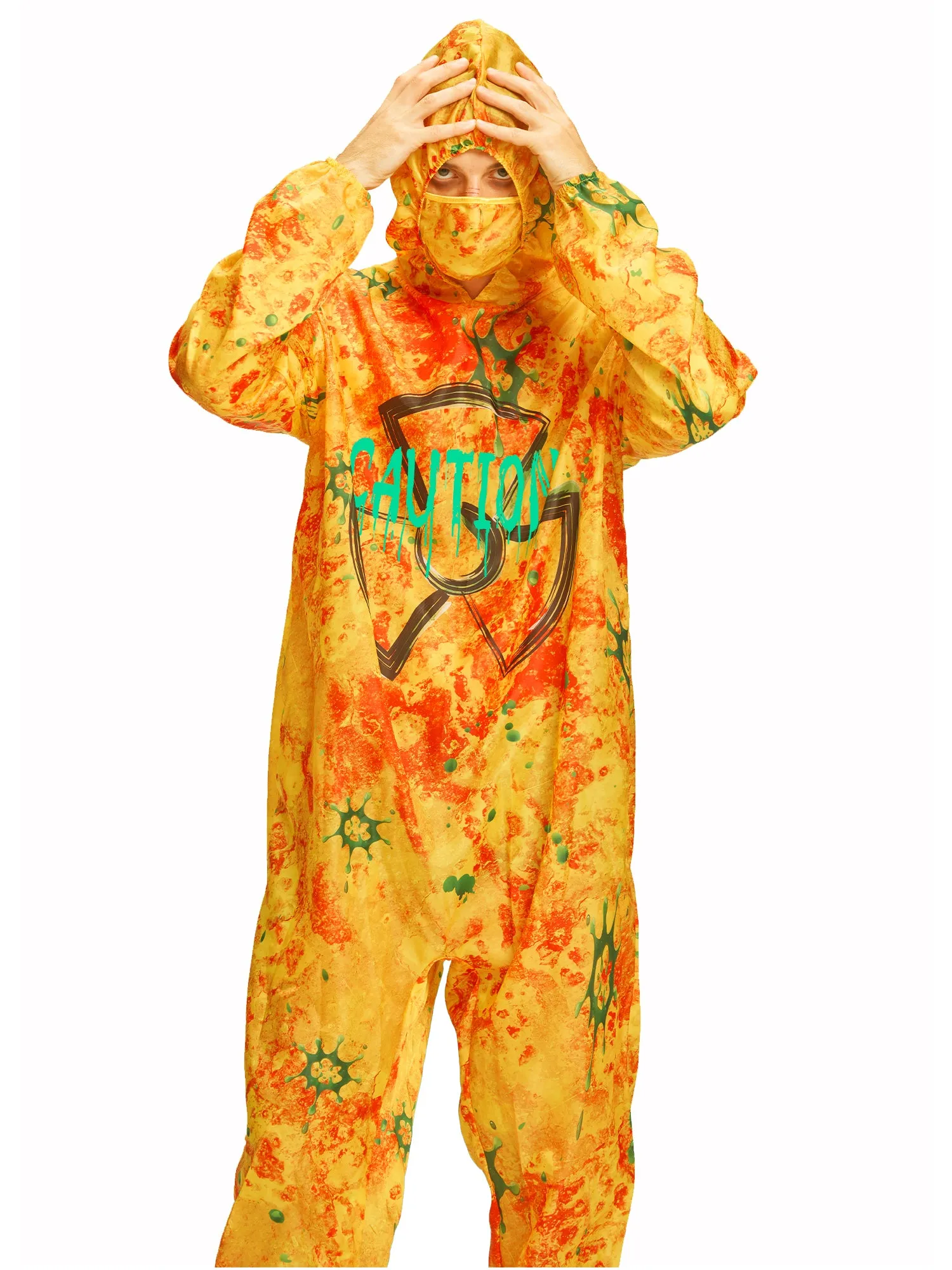 Men Glow in the Dark Jumpsuit Mask Set Halloween Costume