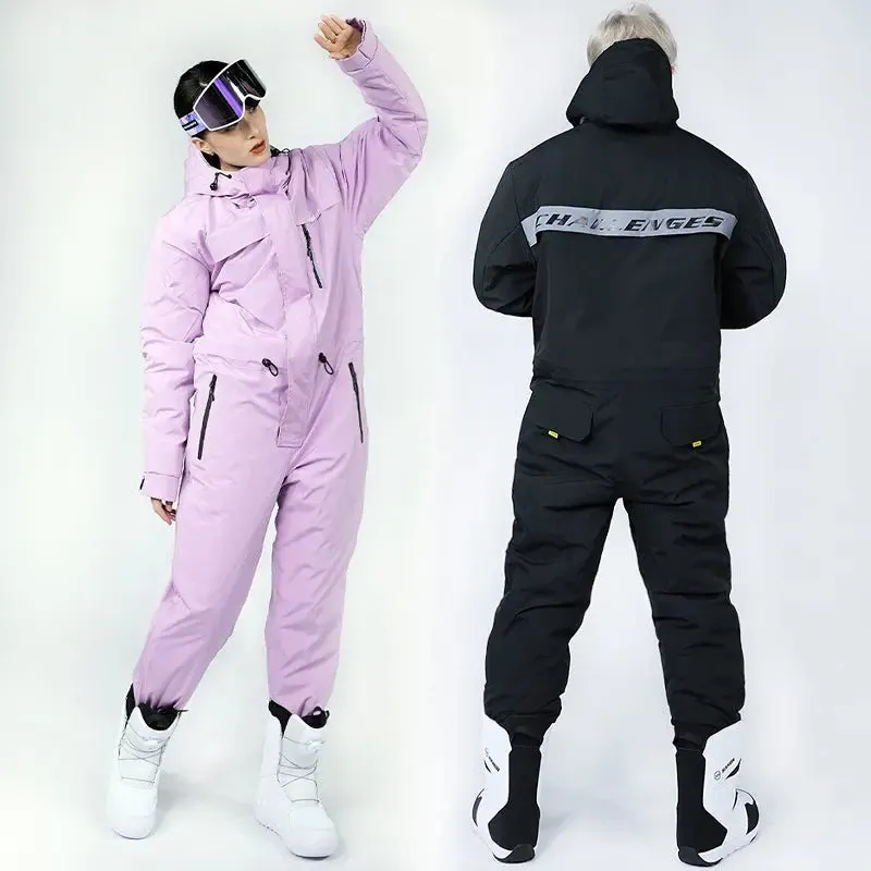 Men Women One-piece Ski Suits Thick Sports Clothing