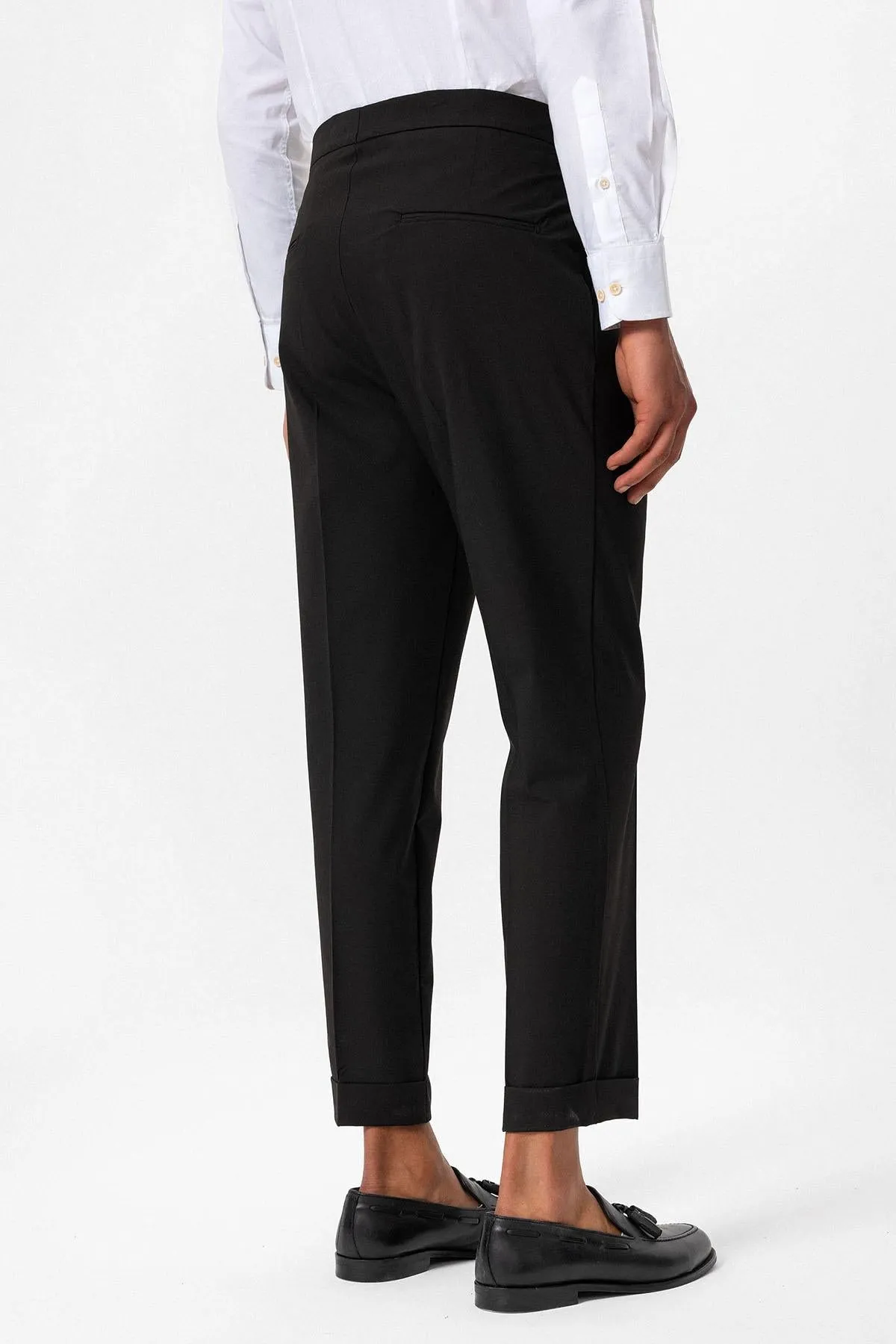 Men's Dark Brown High-Waist Buckle Closure Pleated Pants - Wessi