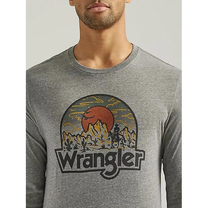 MEN'S WRANGLER LONG SLEEVE DESERT SUNRISE T-SHIRT IN GRAPHITE HEATHER