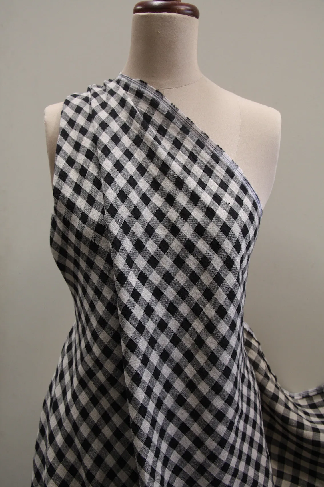Mina Check Black Washed Linen
