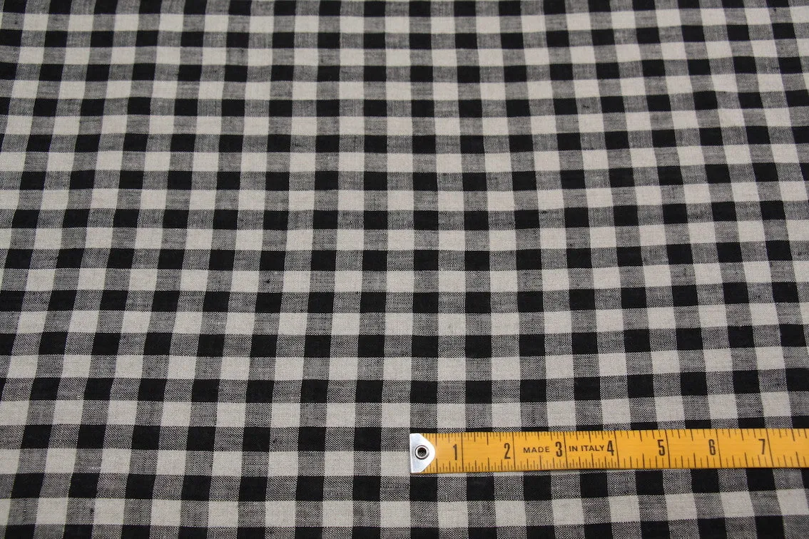Mina Check Black Washed Linen