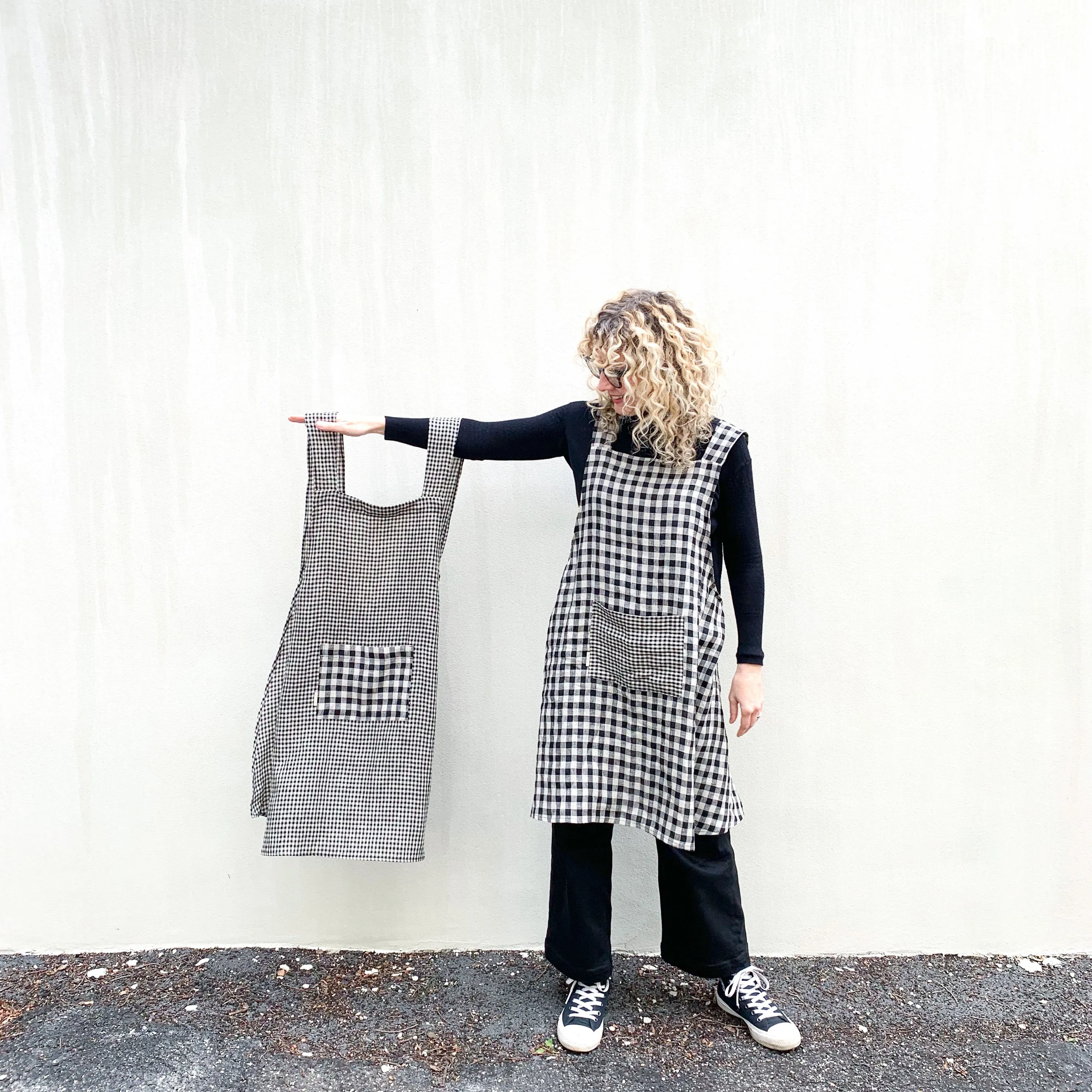 Mina Check Black Washed Linen