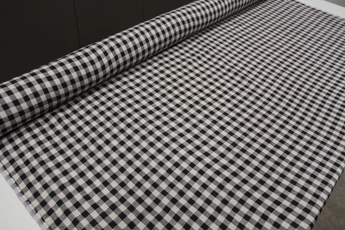 Mina Check Black Washed Linen