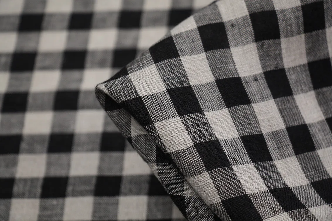 Mina Check Black Washed Linen