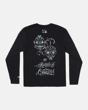 Mister Cartoon Faces Long Sleeve Tee - Black