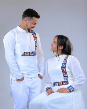 Modern and Colorful Habesha Couple's Outfits for a Stylish and Unique Look