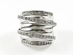 Modern Multi Layer Swirl Design Steel Ring