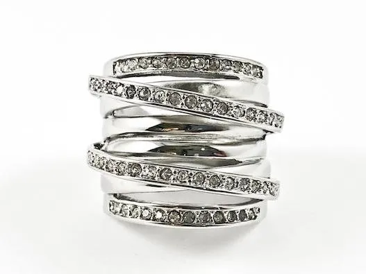 Modern Multi Layer Swirl Design Steel Ring