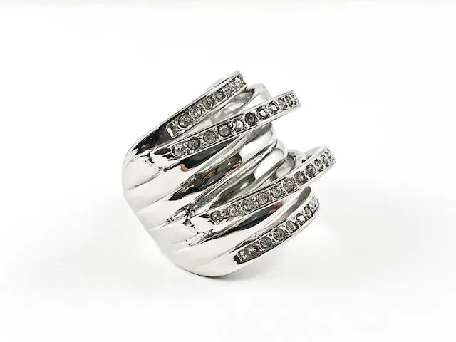 Modern Multi Layer Swirl Design Steel Ring