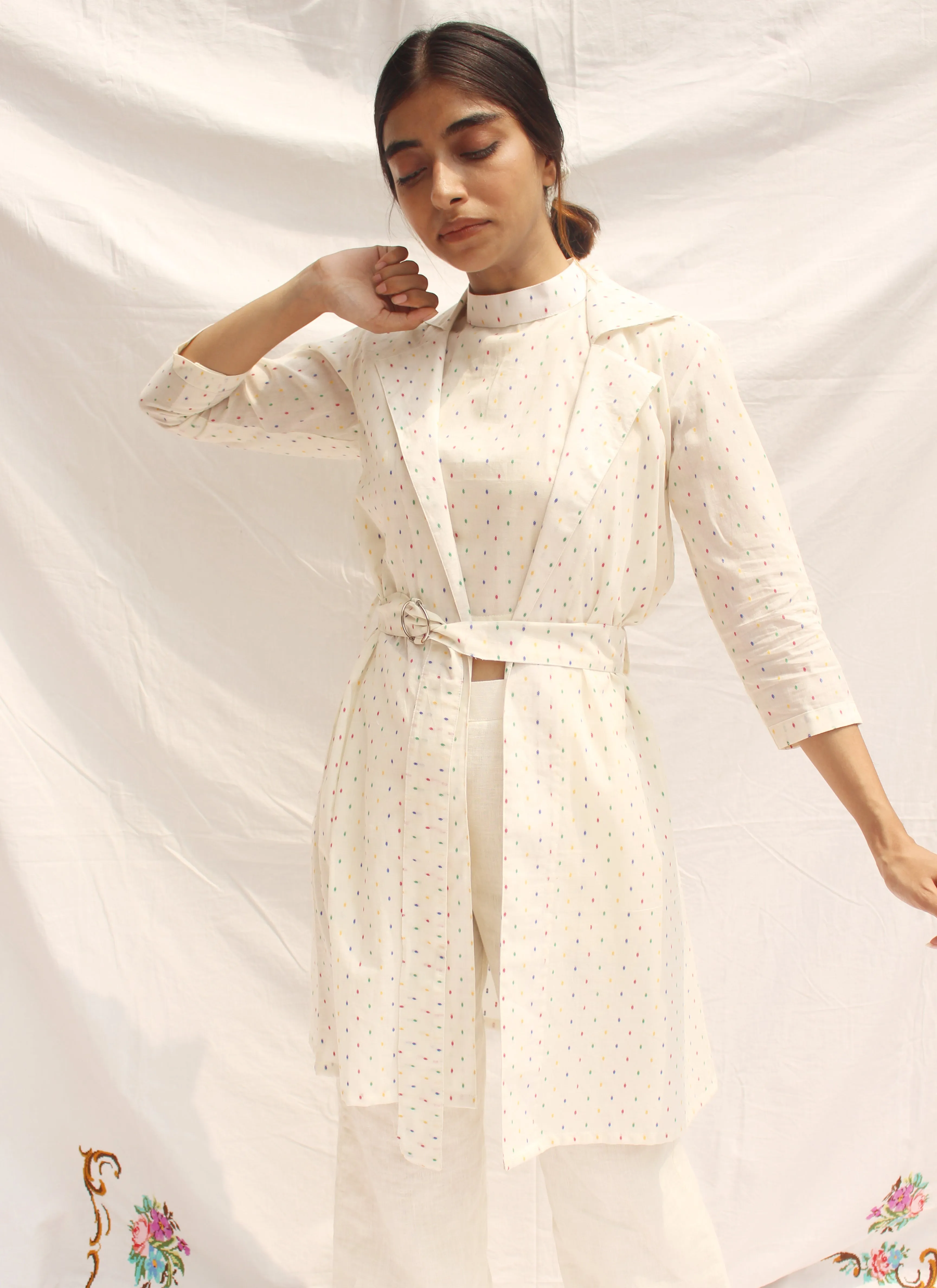 Multi- colour embroidered Cover-up set