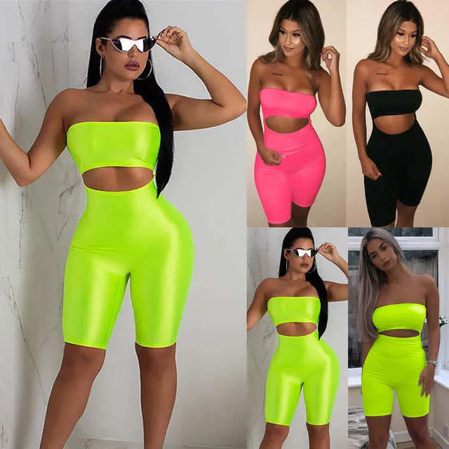 Neon summer babe cutout biker jumpsuit