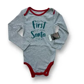 NEW! Boys Okie Dokie Size 24 Months Gray & Red Christmas Long Sleeve Bodysuit