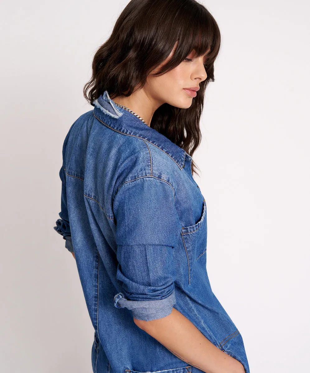 ONE TEASPOON Womens Bay Blue Prophecy Jumpsuit