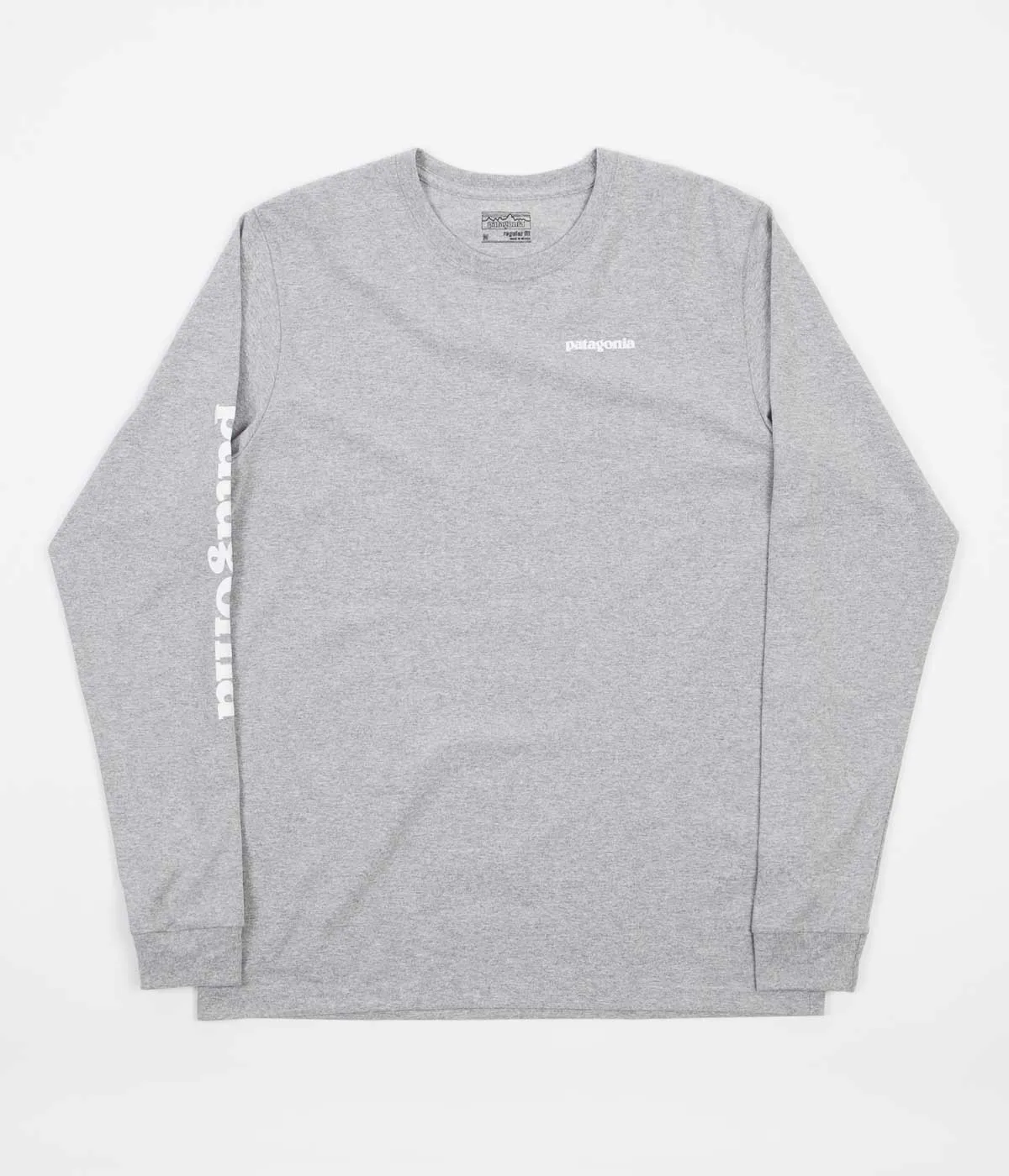 Patagonia Text Logo Long Sleeve T-Shirt - Drifter Grey