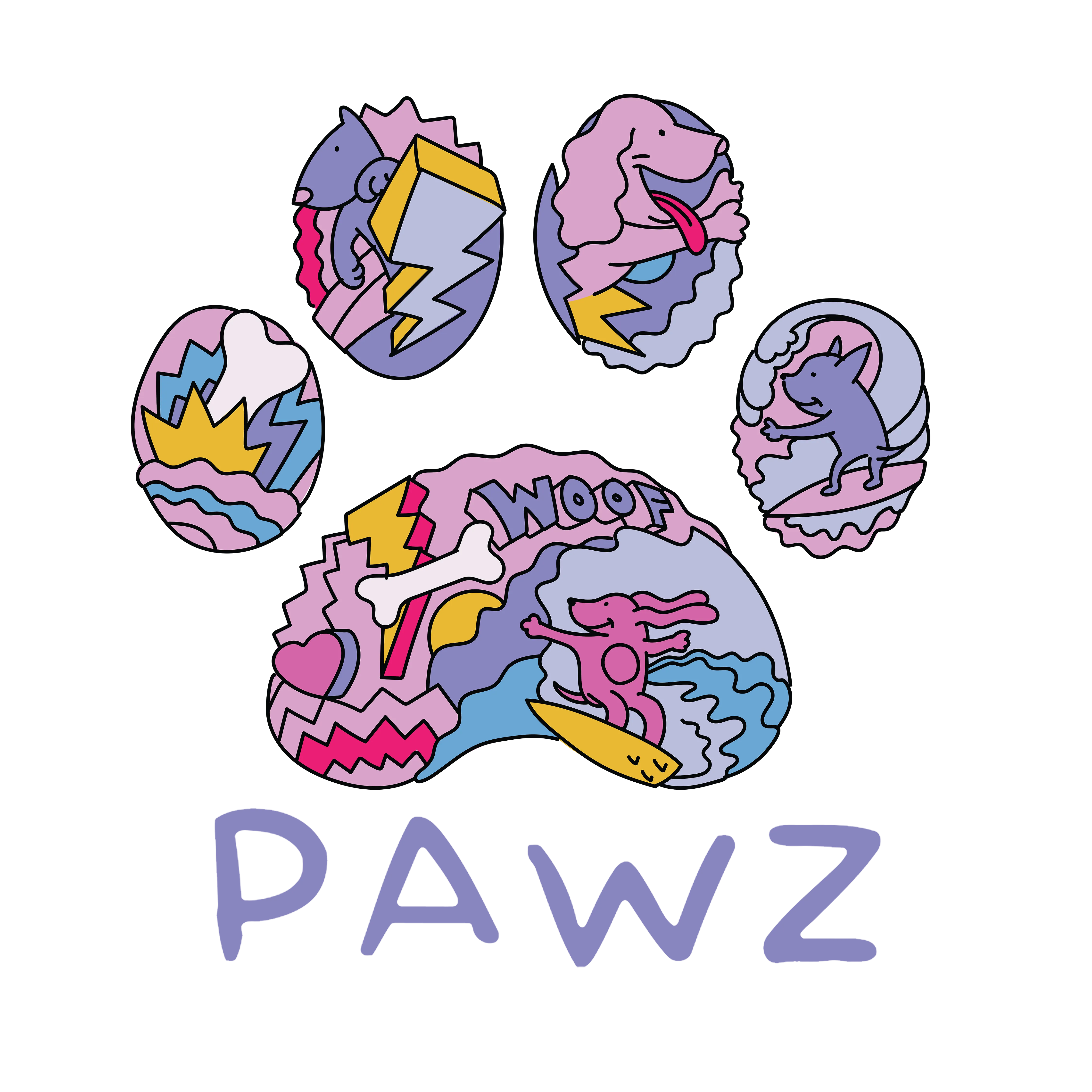 Pawz Pop Surf (Adult Short Sleeve T-Shirt)