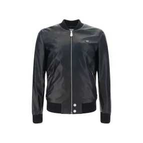 Philipp Plein Leather Bomber Jacket