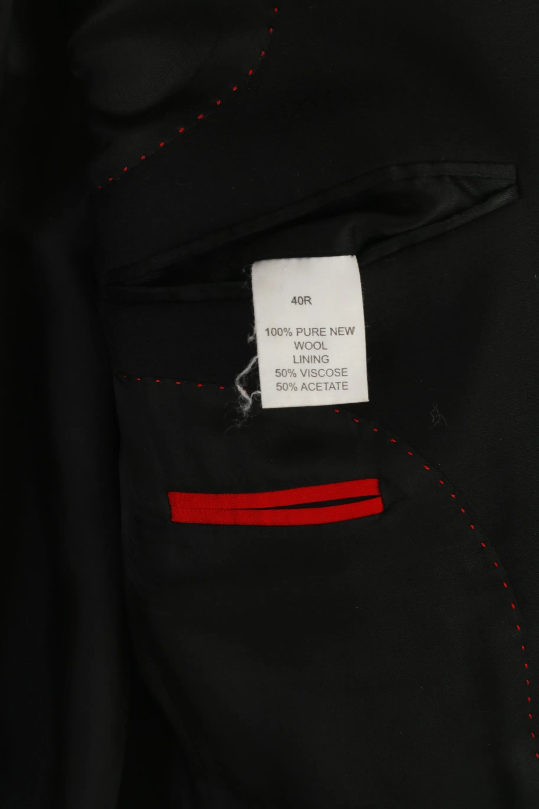 Pierre Cardin Men 40 Blazer Black Wool Shoulder Pads Single Breasted Jacket
