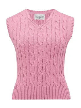 Pink Vintage Style Cable Tank Top Vest