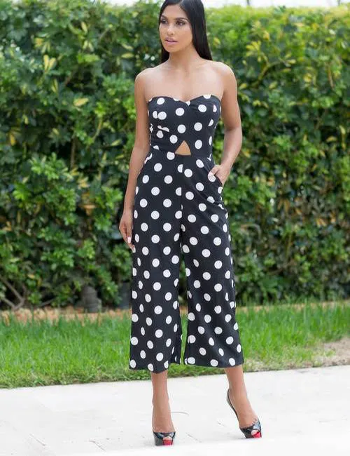 Pippa - Hot In Polka Dot Jumpsuit - Black