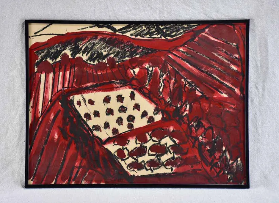 Provencal landscape - oil and charcoal on paper - Caroline Beauzon 19¾" x 26½"