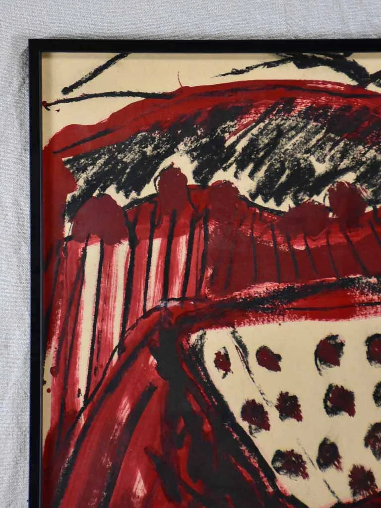 Provencal landscape - oil and charcoal on paper - Caroline Beauzon 19¾" x 26½"