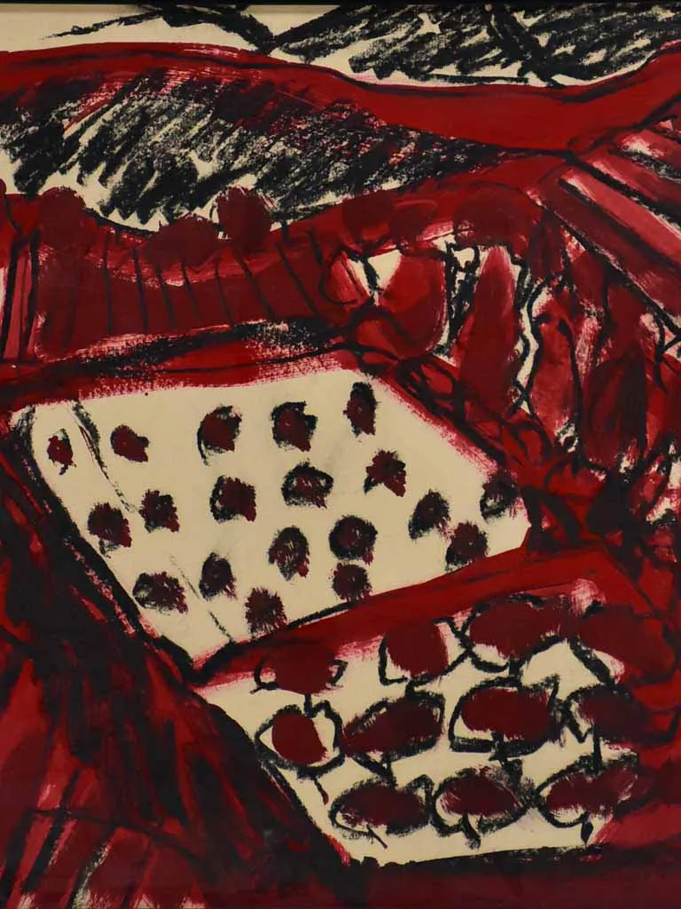 Provencal landscape - oil and charcoal on paper - Caroline Beauzon 19¾" x 26½"