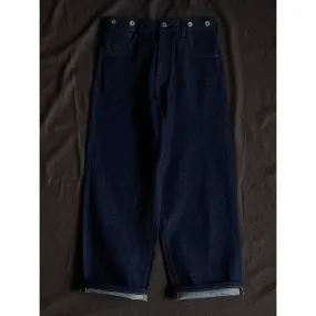 "Snowy" Neppy Buckle Back Jeans - Selvedge Denim Pants - Loose Fit