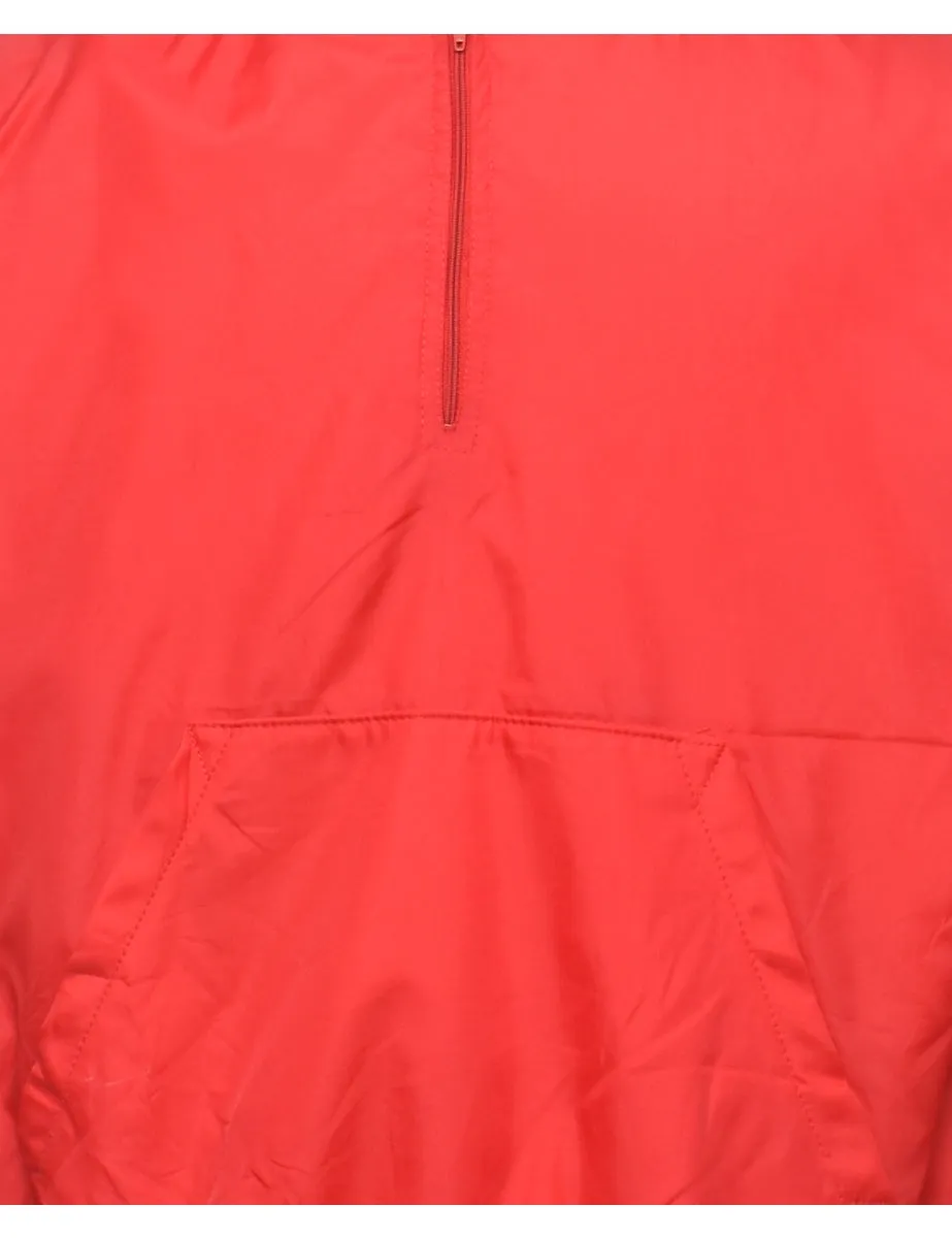 Red & White Zip-Front Bomber Jacket - L