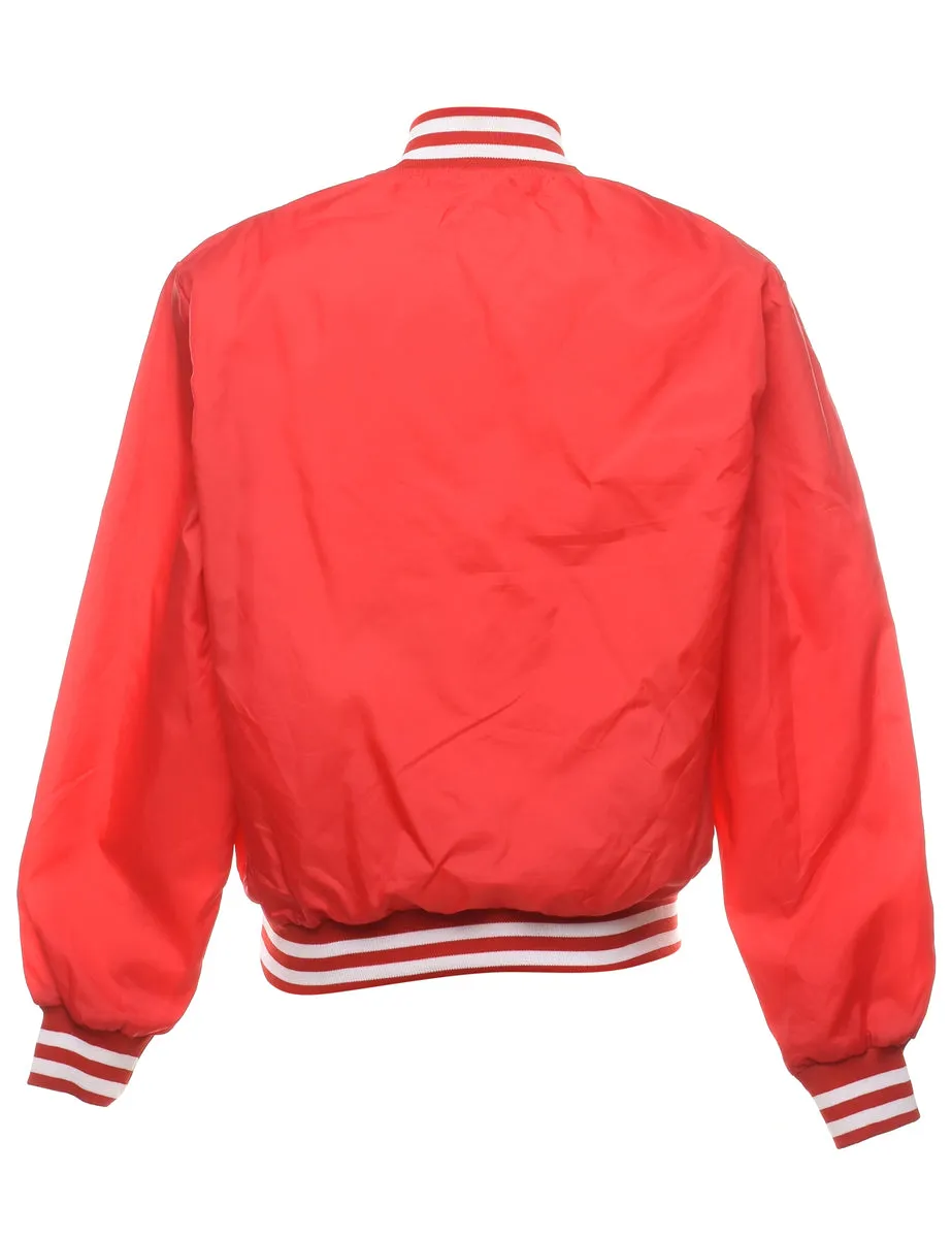 Red & White Zip-Front Bomber Jacket - L