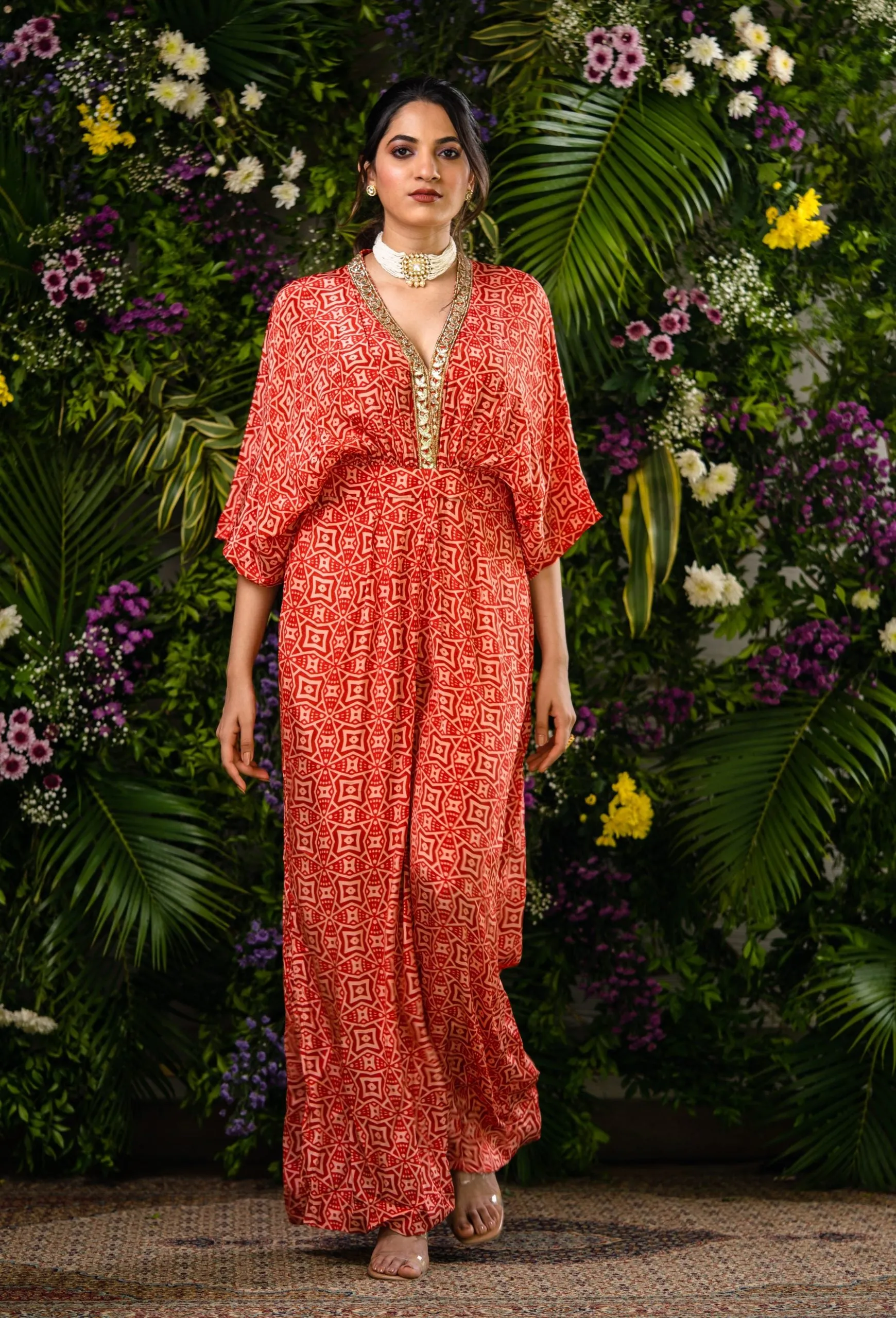 Red Statement Printed Jumpsuit