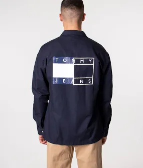 Relaxed Fit Twisted Flag Logo Overshirt