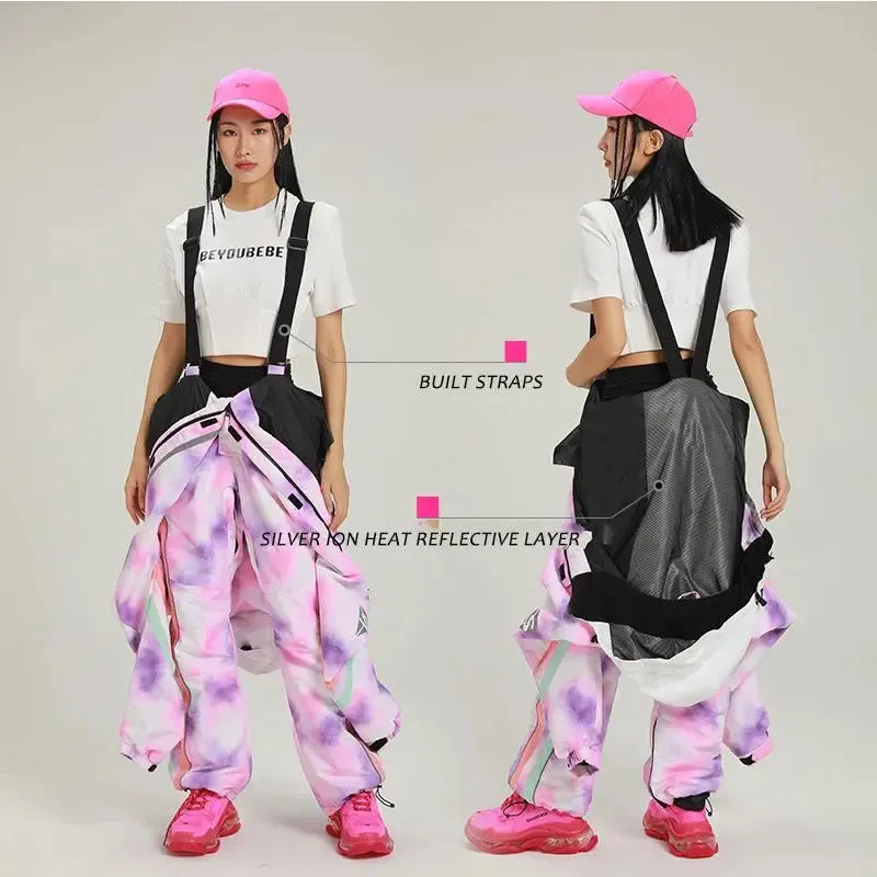 Retro One-piece Ski Jumpsuits for Women Loose Fit Snowsuits