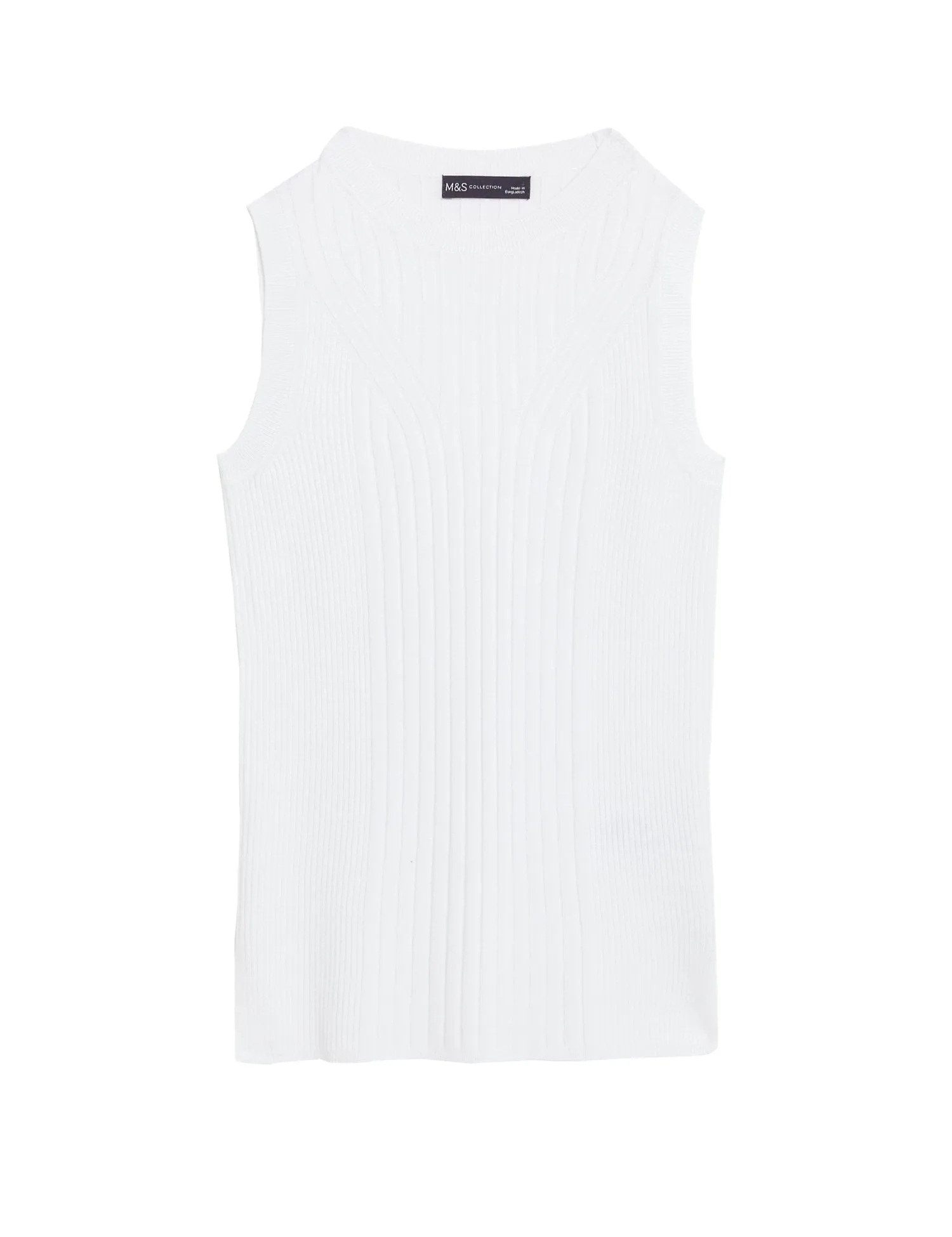Ribbed Crew Neck Fitted Knitted Vest