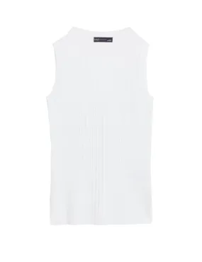 Ribbed Crew Neck Fitted Knitted Vest
