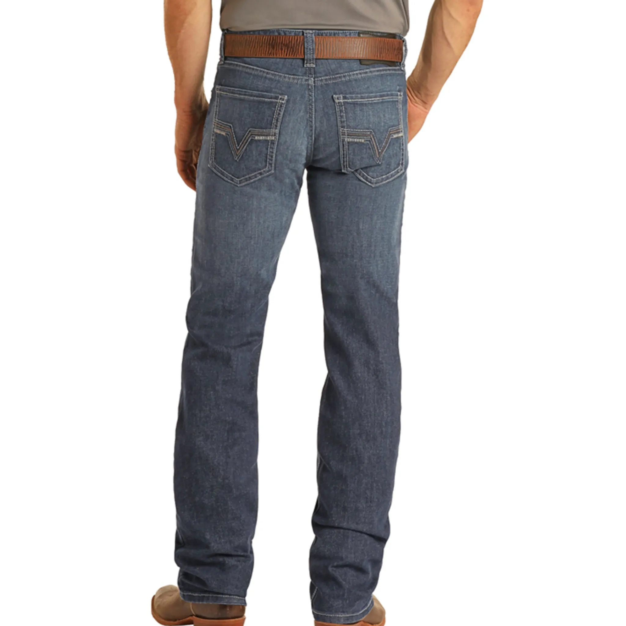 Rock & Roll Regular Fit Straight Leg Dark Wash Stretch Jeans