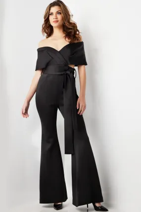 Satin Off Shoulder Jumpsuit by Jovani 09726