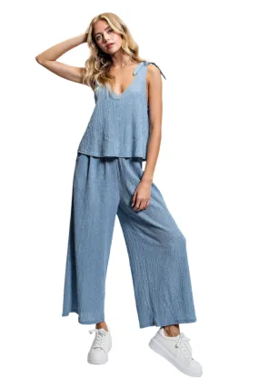 Set Illusion Jumpsuit with Shoulder Tie Detail
