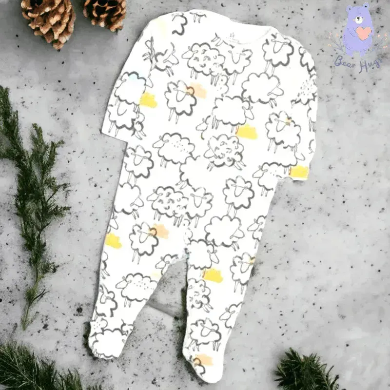 Sheep Sleeping Print Sleeping Suit / Romper (3 pcs)