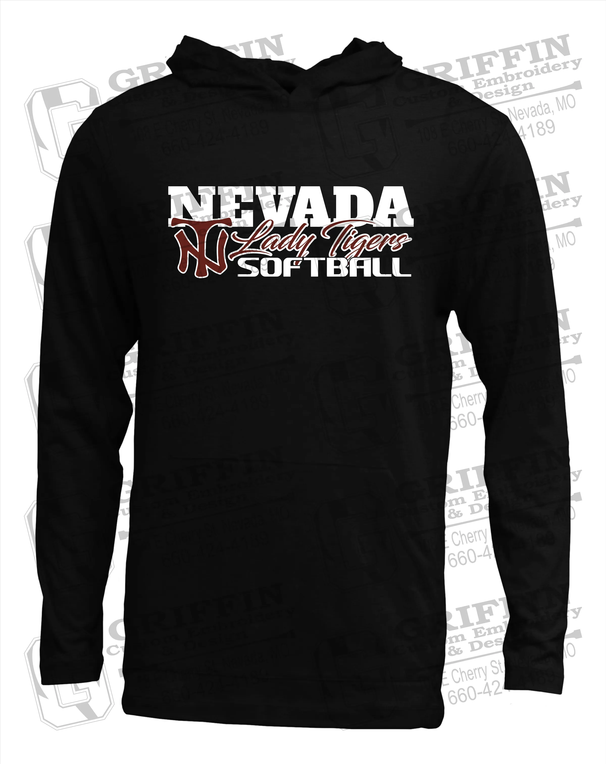 Soft-Tek T-Shirt Hoodie - Softball - Nevada Tigers 25-M