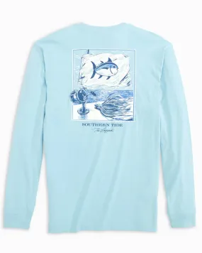 Southern Tide Men's LS Skipjack Flag Tee / Rain Water
